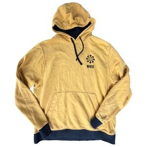 Nike Pullover Hoodie Men M Yellow Streetwear Vintage Athletic Graphic Athleisure